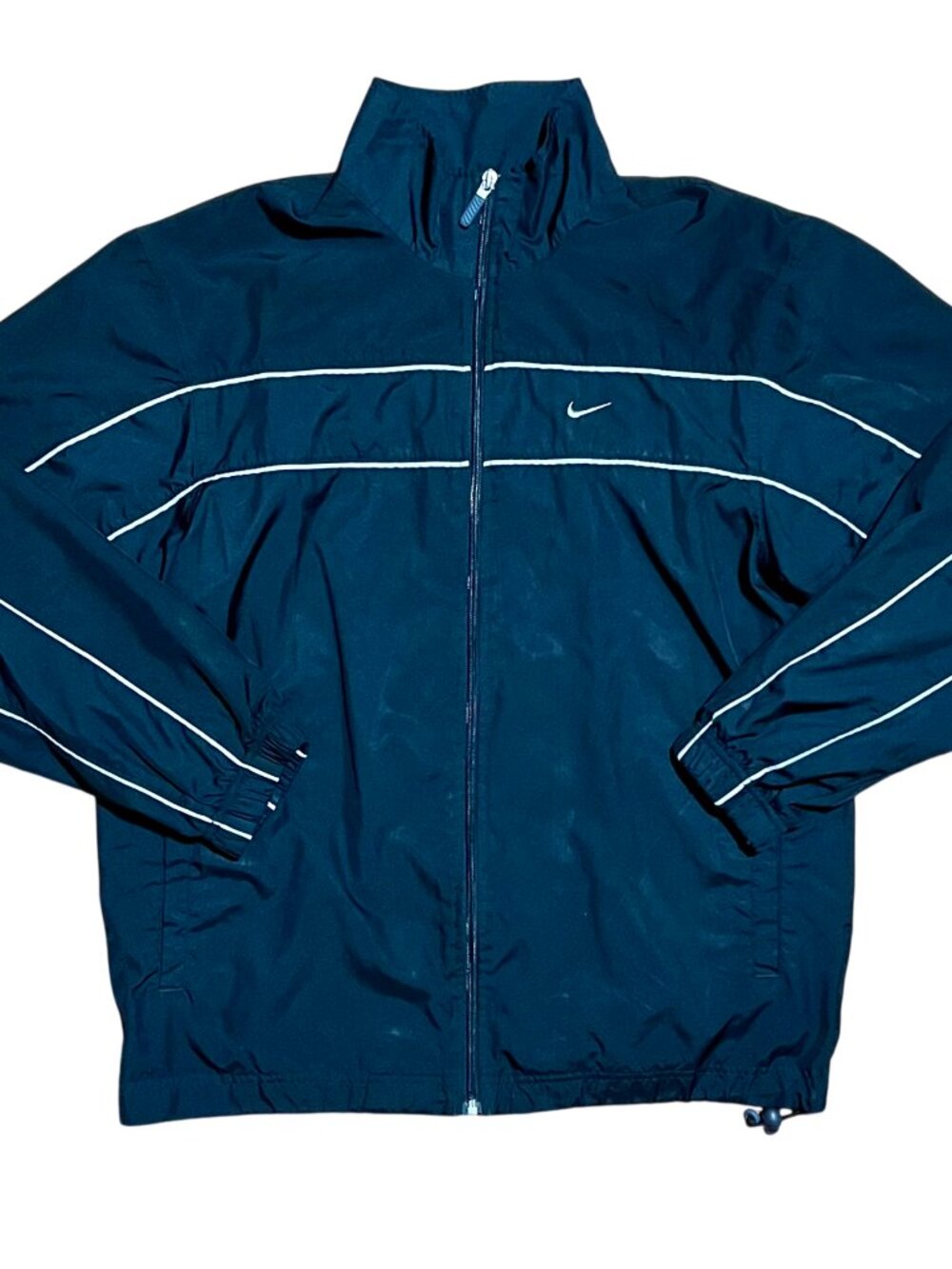 Nike Vintage Full Zip Embroidered Black & White Windbreaker Jacket, Men's Medium